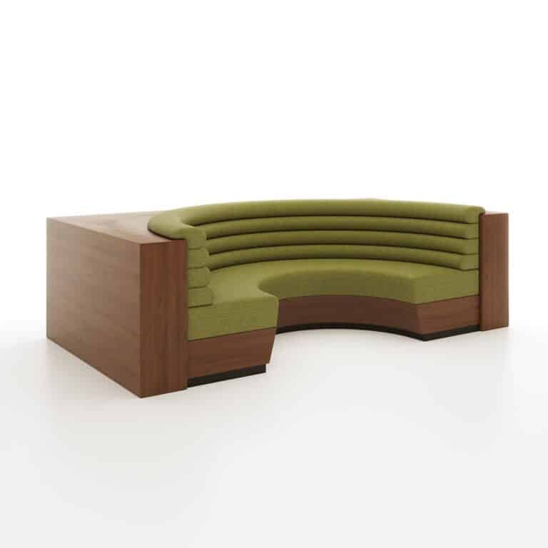 Harlow curved banquette by Jamie Stern